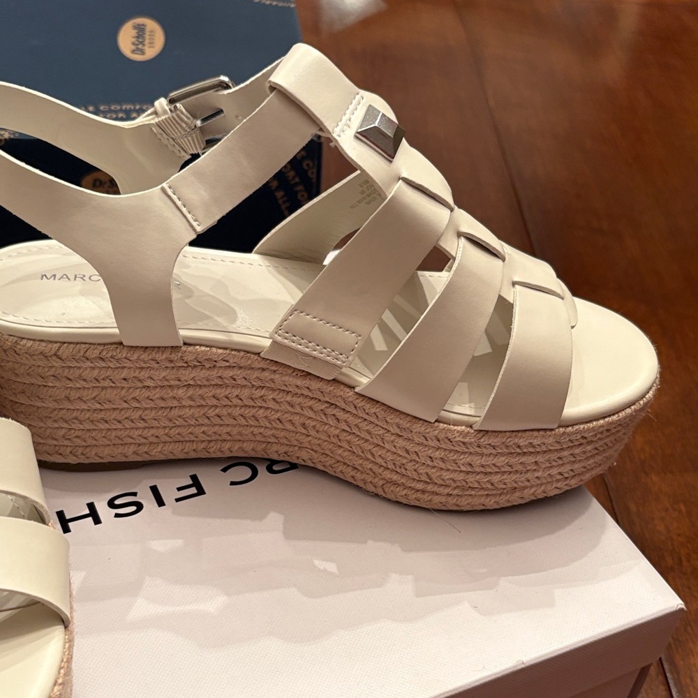Marc Fisher Joven Espadrille Wedge Ivory Sandals NWOT - Picture 4 of 6